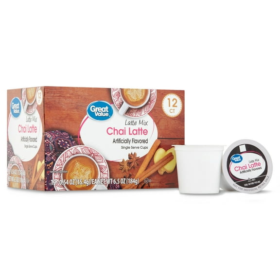 Great Value Chai Latte Drink Mix Single-Serve Cups, 12 Ct