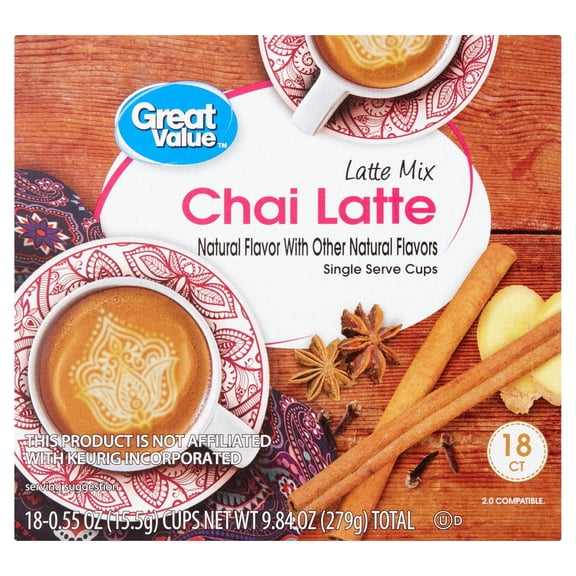 Great Value Chai Latte Mix, 0.55 oz, 18 Count