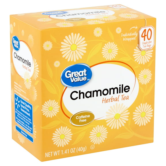 Great Value Chamomile Herbal Tea Bags, 1.41 oz, 40 Ct