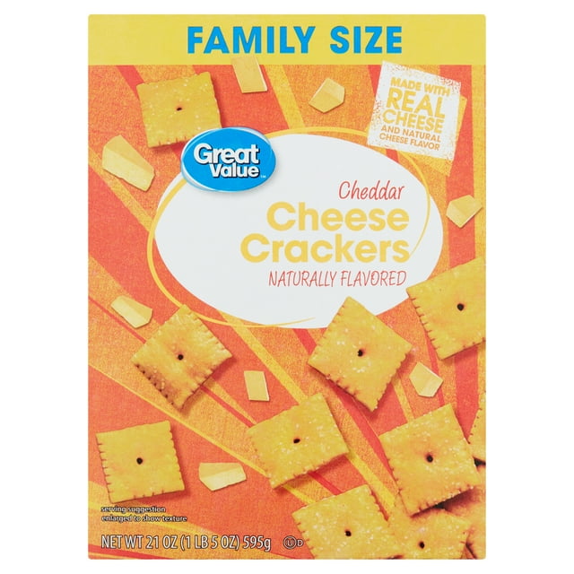 Great Value Cheddar Cheese Baked Snack Crackers, 21 Oz.