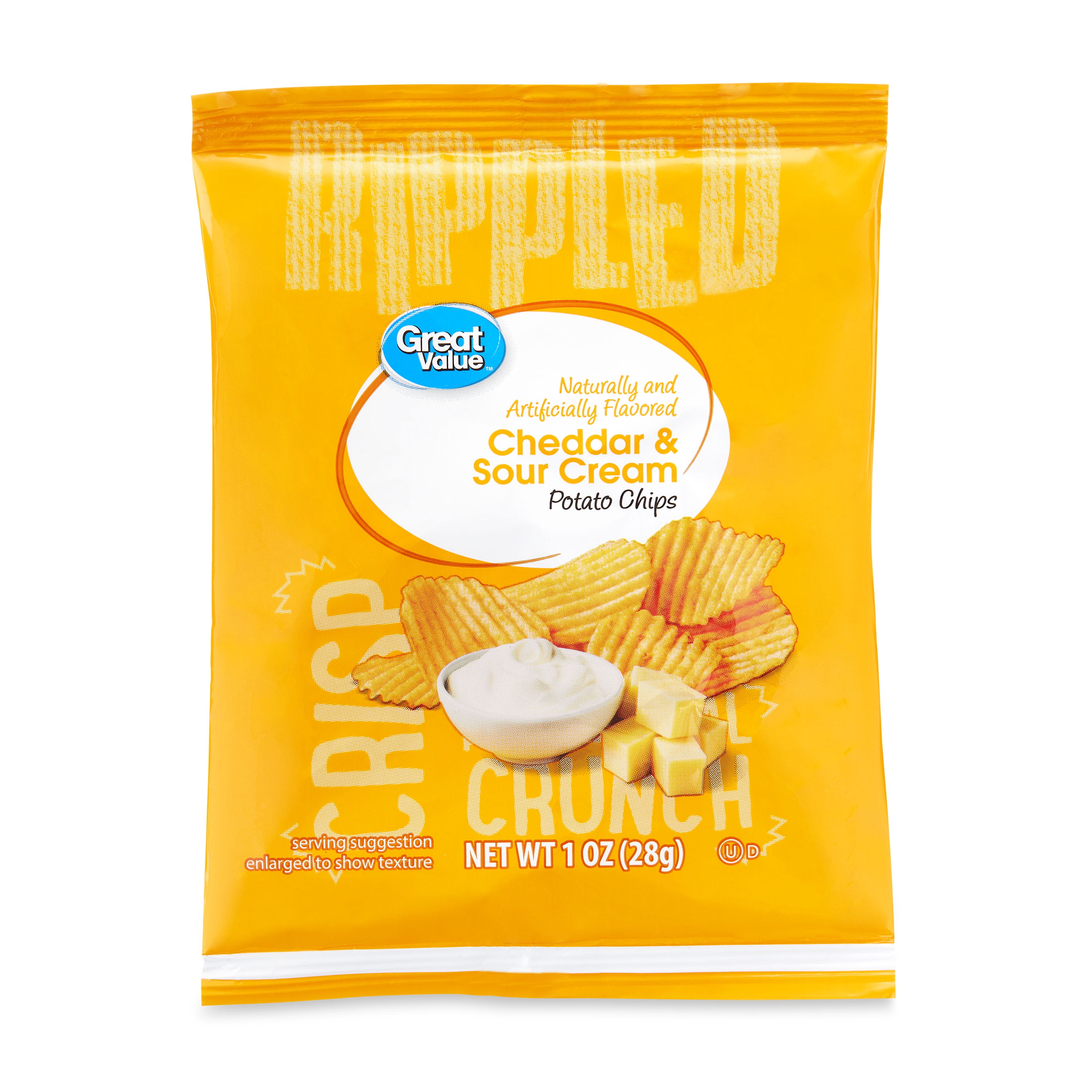 Great Value Cheddar & Sour Cream Flavor Potato Chips, 1oz