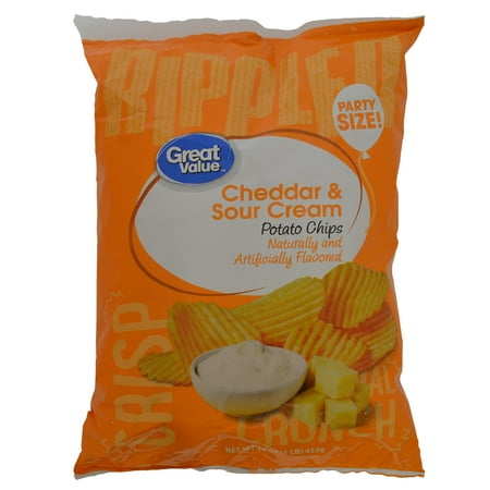 Great Value Cheddar & Sour Cream Potato Chips, 16 oz