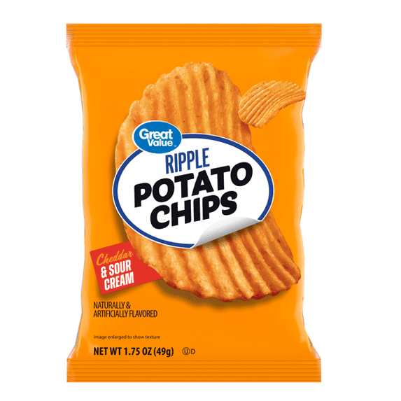 Great Value Cheddar & Sour Cream Ripple Potato Chips, 1.75 oz