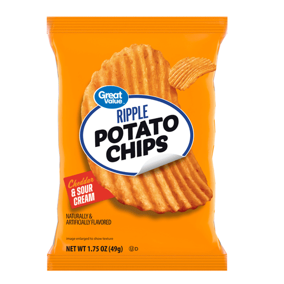 Great Value Cheddar & Sour Cream Ripple Potato Chips, 1.75 oz