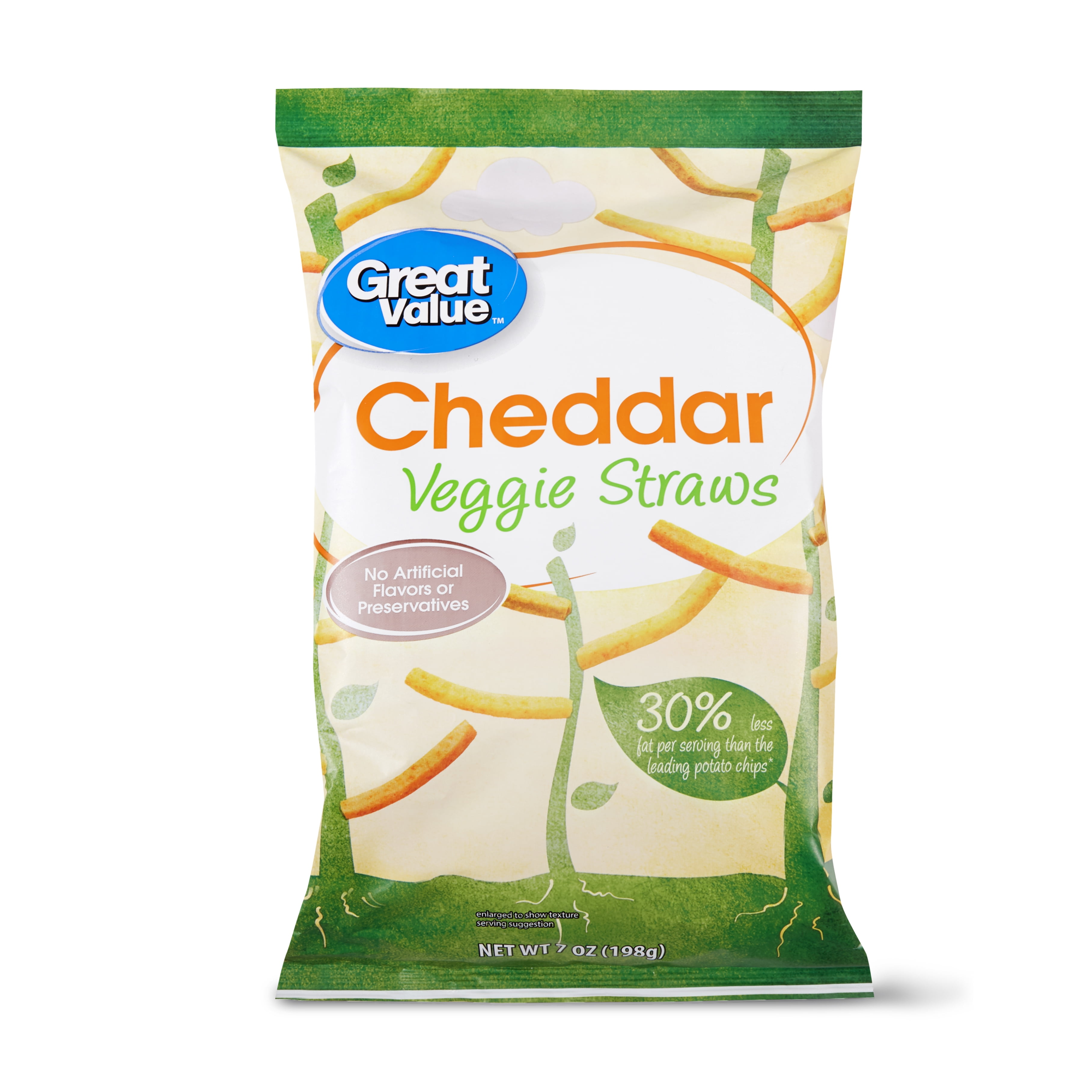 Great Value Cheddar Veggie Straws Potato Chips, 7 Oz
