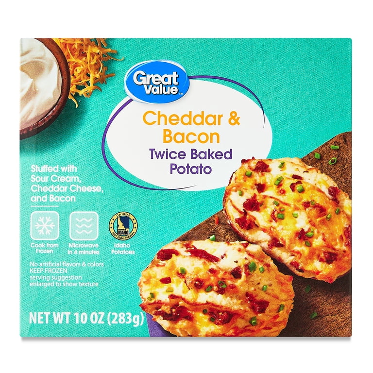 Great Value Cheddar and Bacon Twice Baked Potatoes 10 oz Frozen