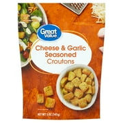 Great Value Cheese & Garlic Seasoned Croutons, 5 oz Resealable Bag, Ready-To-Eat