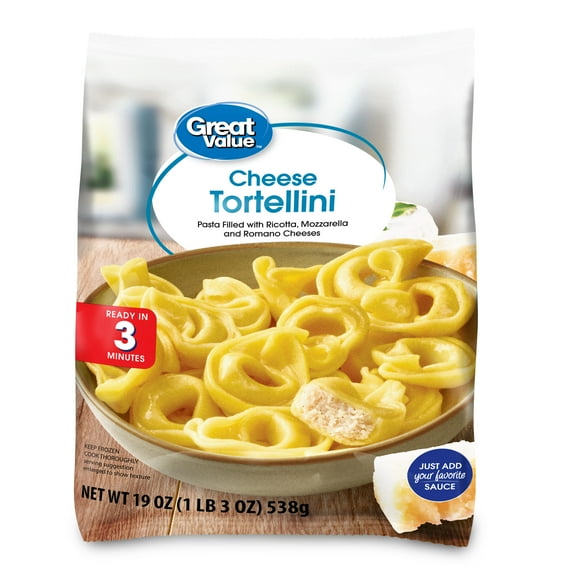 Great Value Cheese Tortellini Pasta, 19 oz Bag (Frozen)