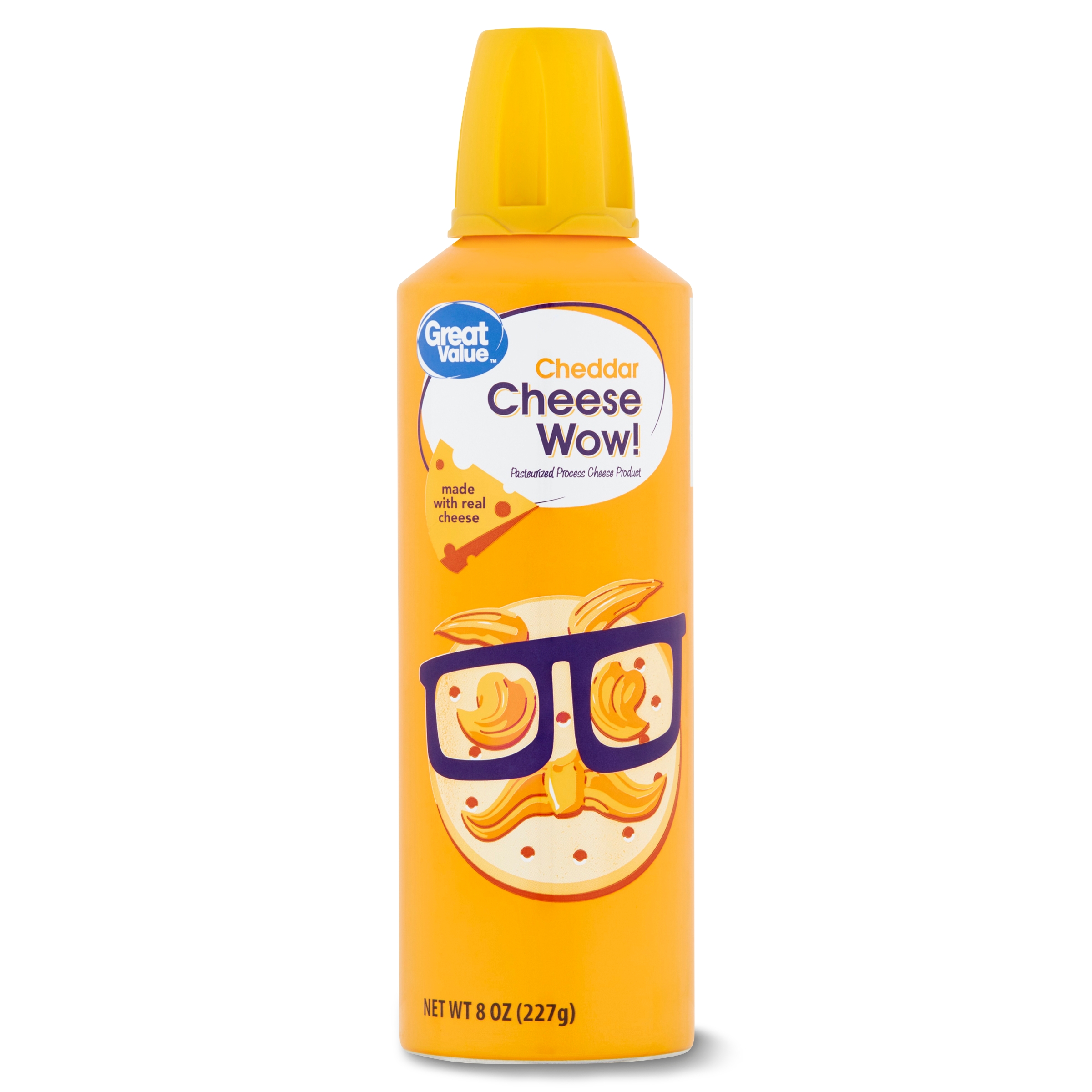 Great Value Cheese Wow! Spray Cheese, Cheddar, 8 oz Can - image 1 of 8
