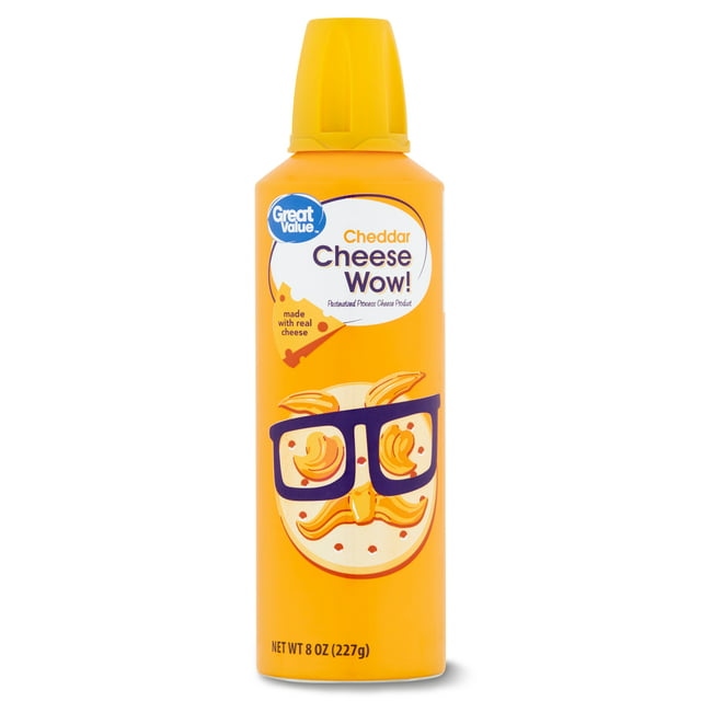 Great Value Cheese Wow! Spray Cheese, Cheddar, 8 oz Can