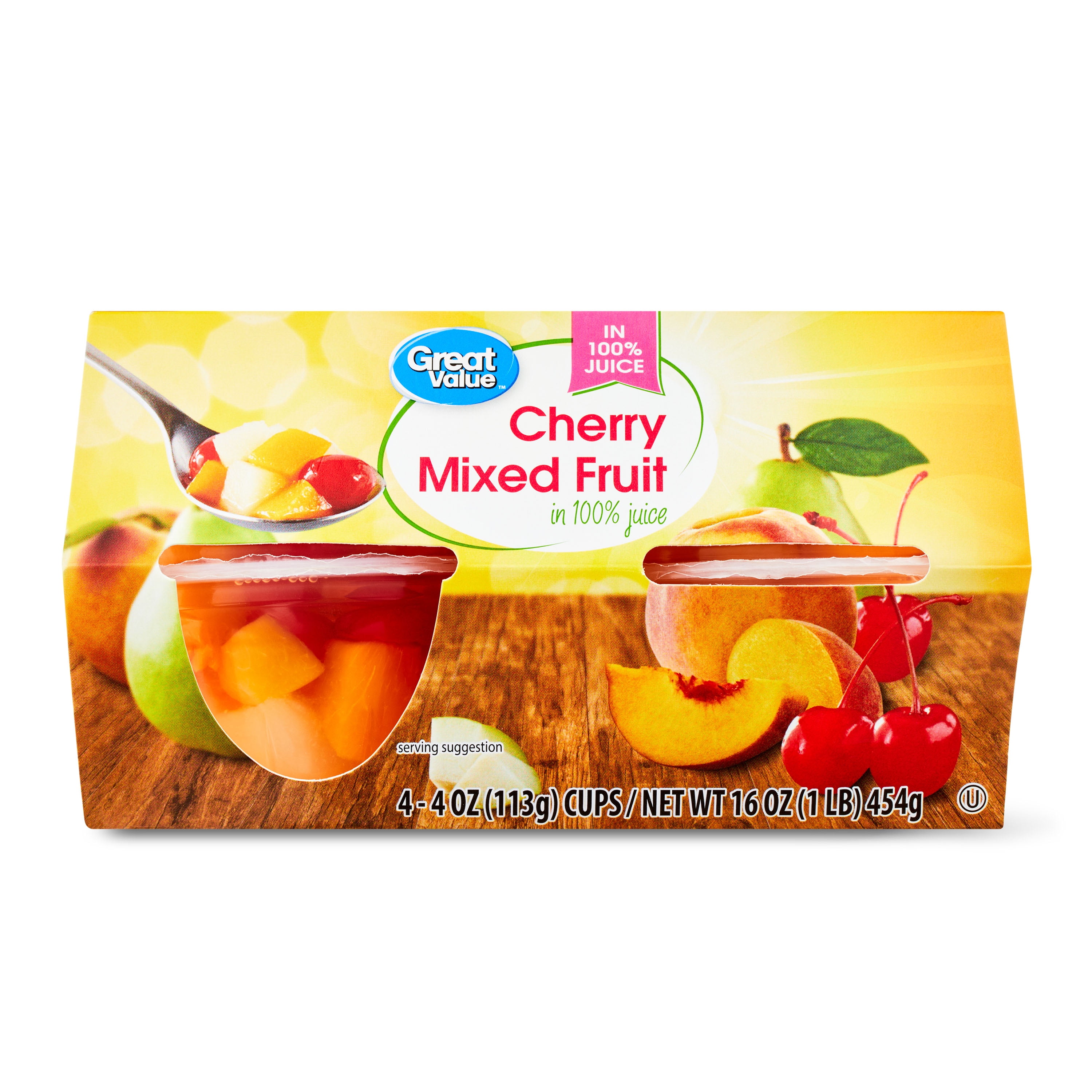 FRUITS　No.13 Great Value Cherry Mixed Fruit Cups, 4 oz - Walmart.com