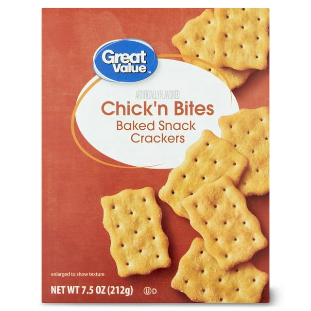 (2 pack) Great Value Chick'n Bites Baked Snack Crackers, 7.5 oz