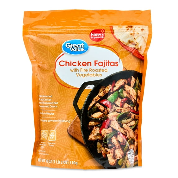 Great Value Chicken Fajitas with Fire Roasted Vegetables, 18 oz (Frozen)