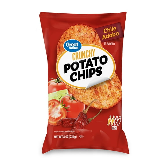 Great Value Chile Adobo Flavored Crunchy Potato Chips, 8 oz