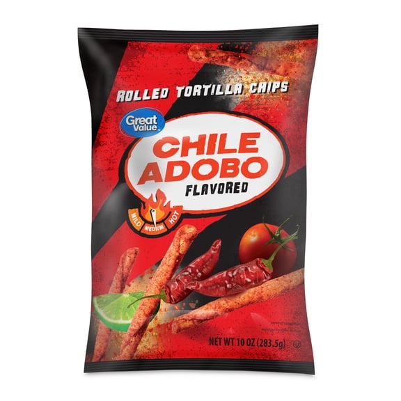 Great Value Chile Adobo Flavored Rolled Tortilla Chips, 10 oz