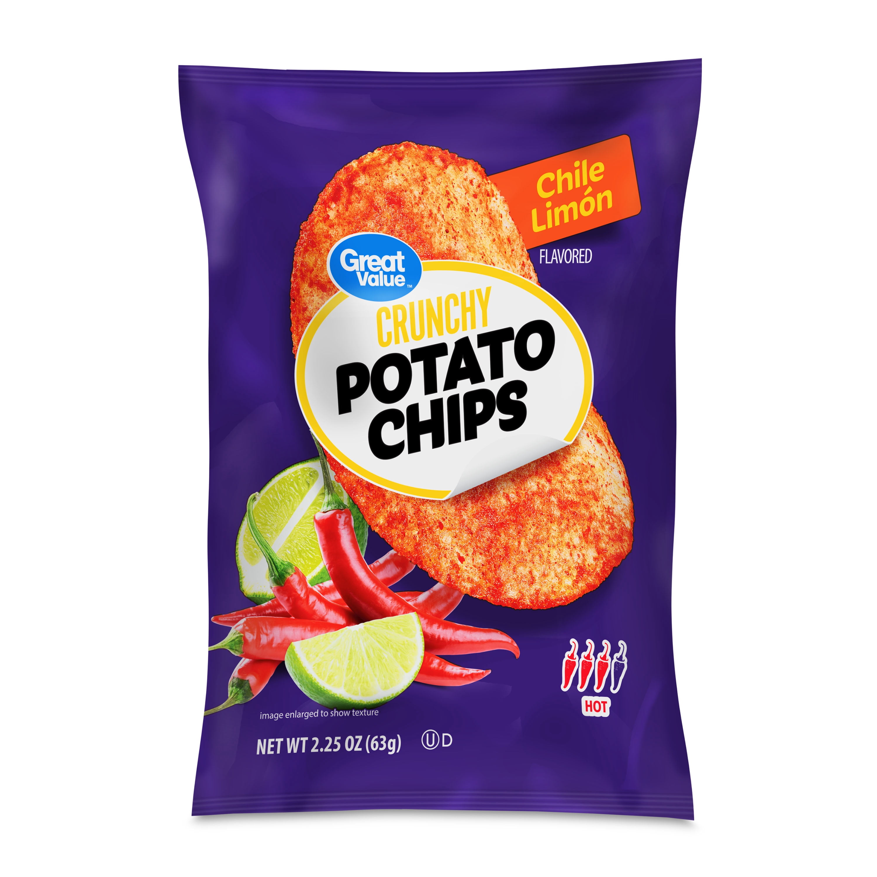 Great Value Chile Limon Flavored Potato Chips, 2.25 oz, 24 Count