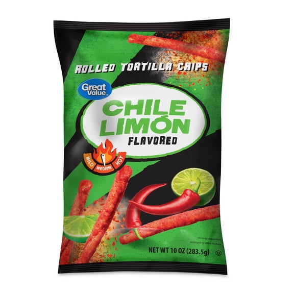 Great Value Chile Limon Flavored Rolled Tortilla Chips, 10 oz