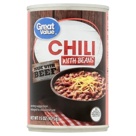 Great Value Chili with Beans, 15 oz Can