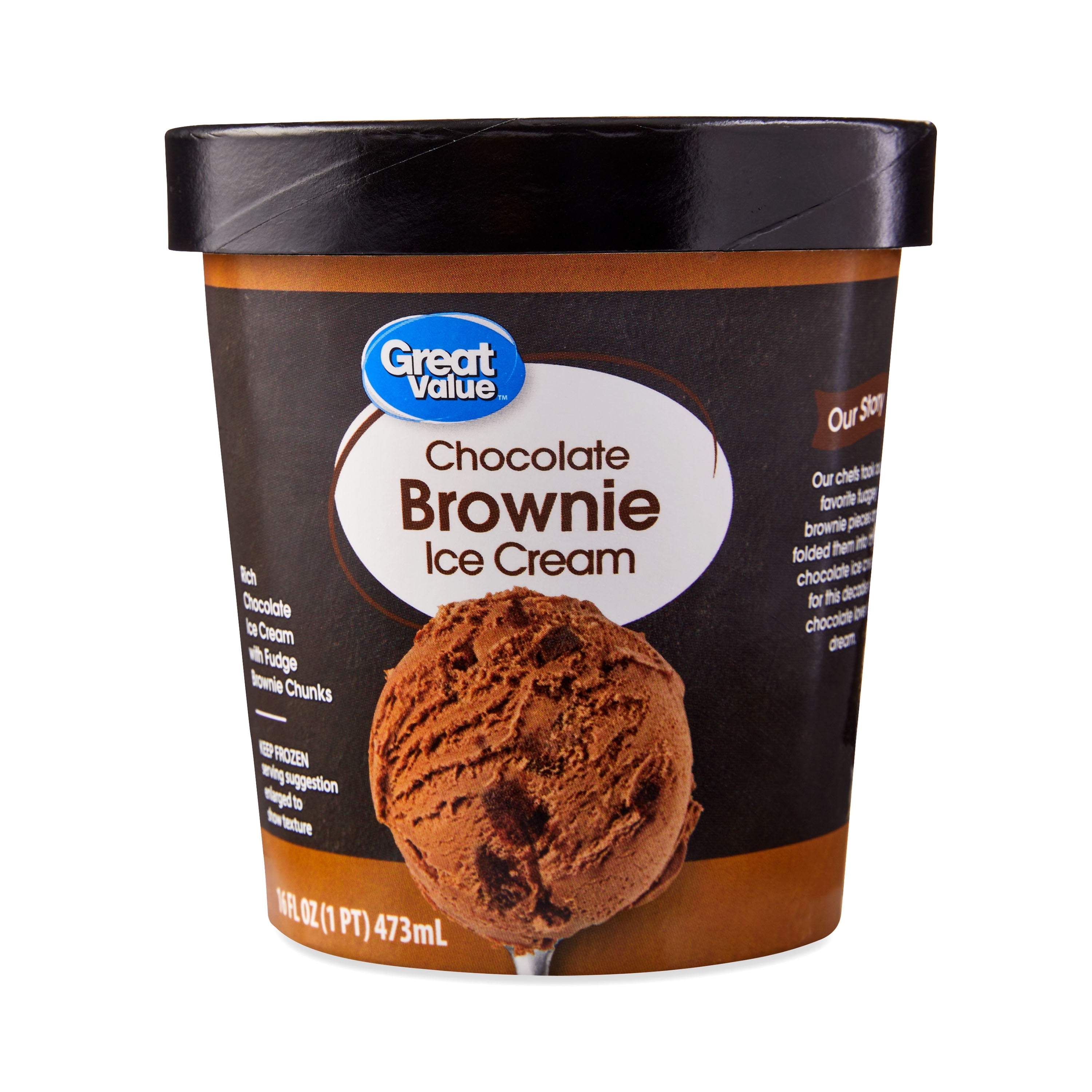 Great Value Chocolate Brownie Ice Cream, 16 fl oz