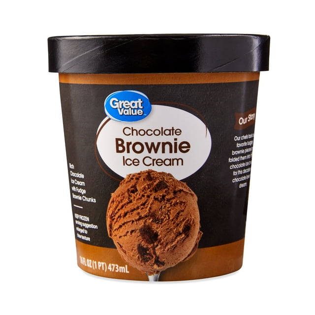 Great Value Chocolate Brownie Ice Cream, 16 fl oz