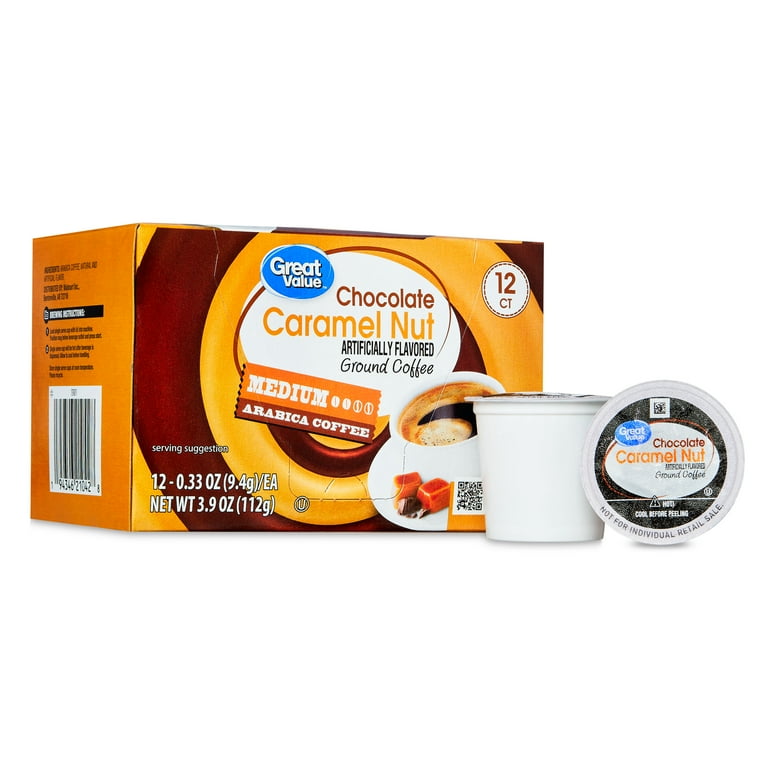 Great Value Chocolate Caramel Nut Medium Roast Arabica Coffee Pods