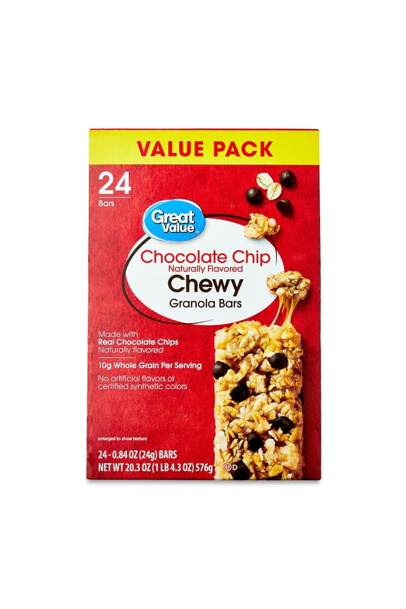 Chocolate Chip Chewy Granola Bars, Value Pack, 20.3 oz, 24 Count