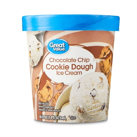 Great Value Chocolate Chip Cookie Dough Ice Cream, 16 fl oz