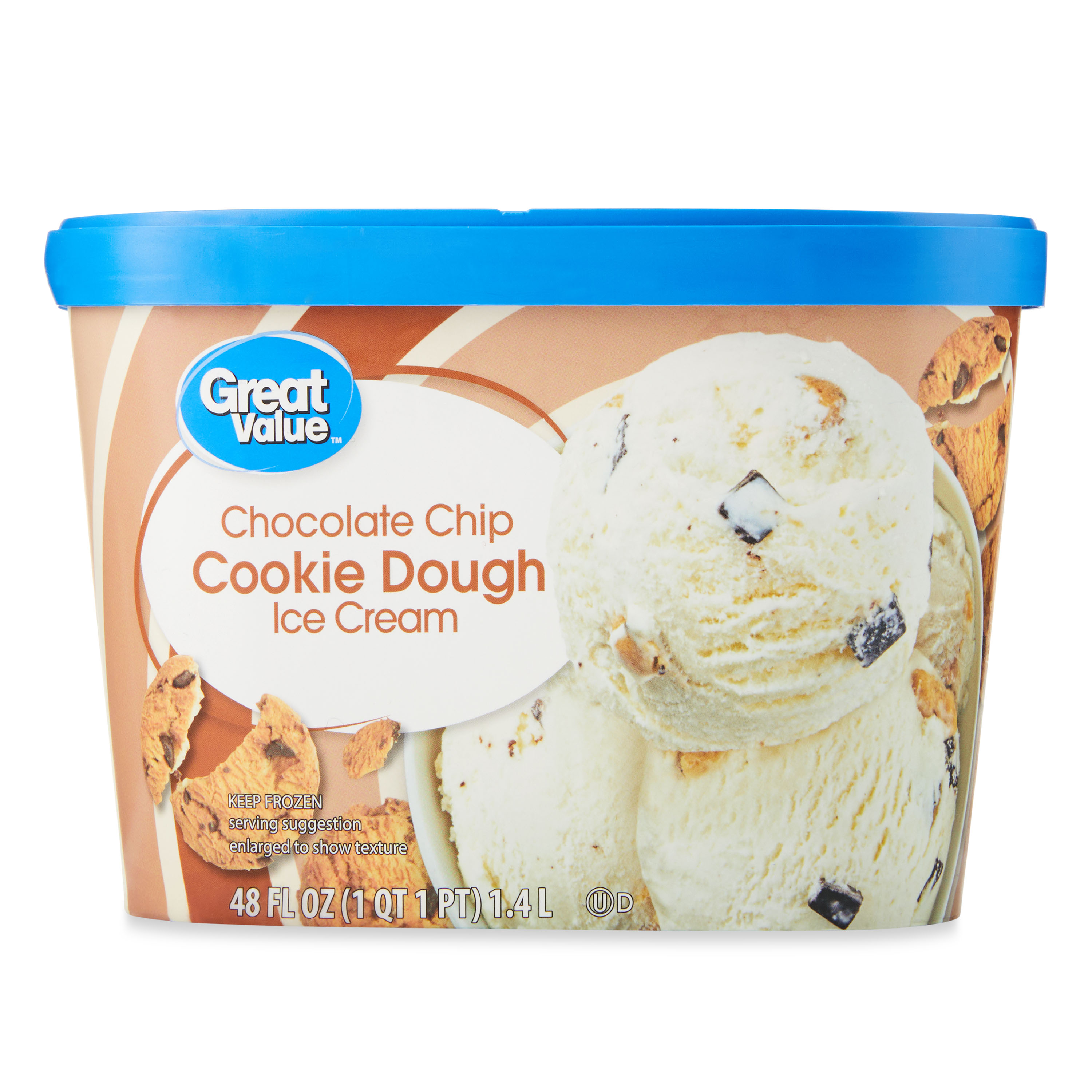 Great Value Chocolate Chip Cookie Dough Ice Cream, 48 fl oz - image 1 of 8