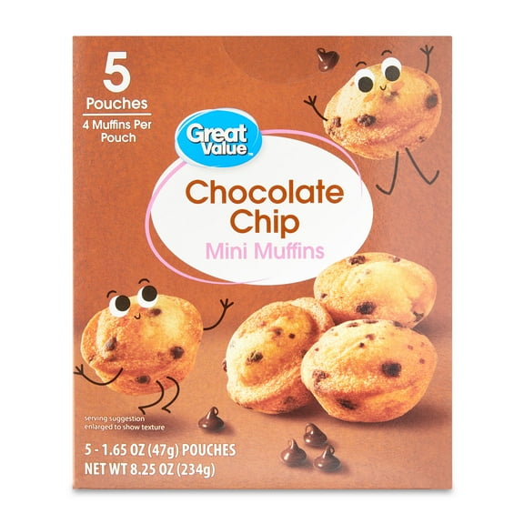 Great Value Chocolate Chip Mini Muffins, 8.25 oz (5 count)