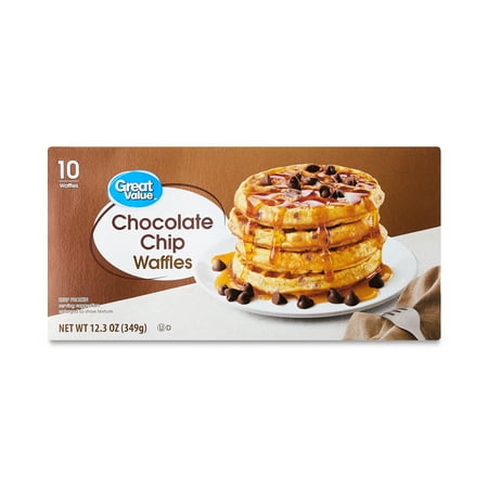 Great Value Chocolate Chip Waffles, 12.3 oz, 10 Count (Frozen)