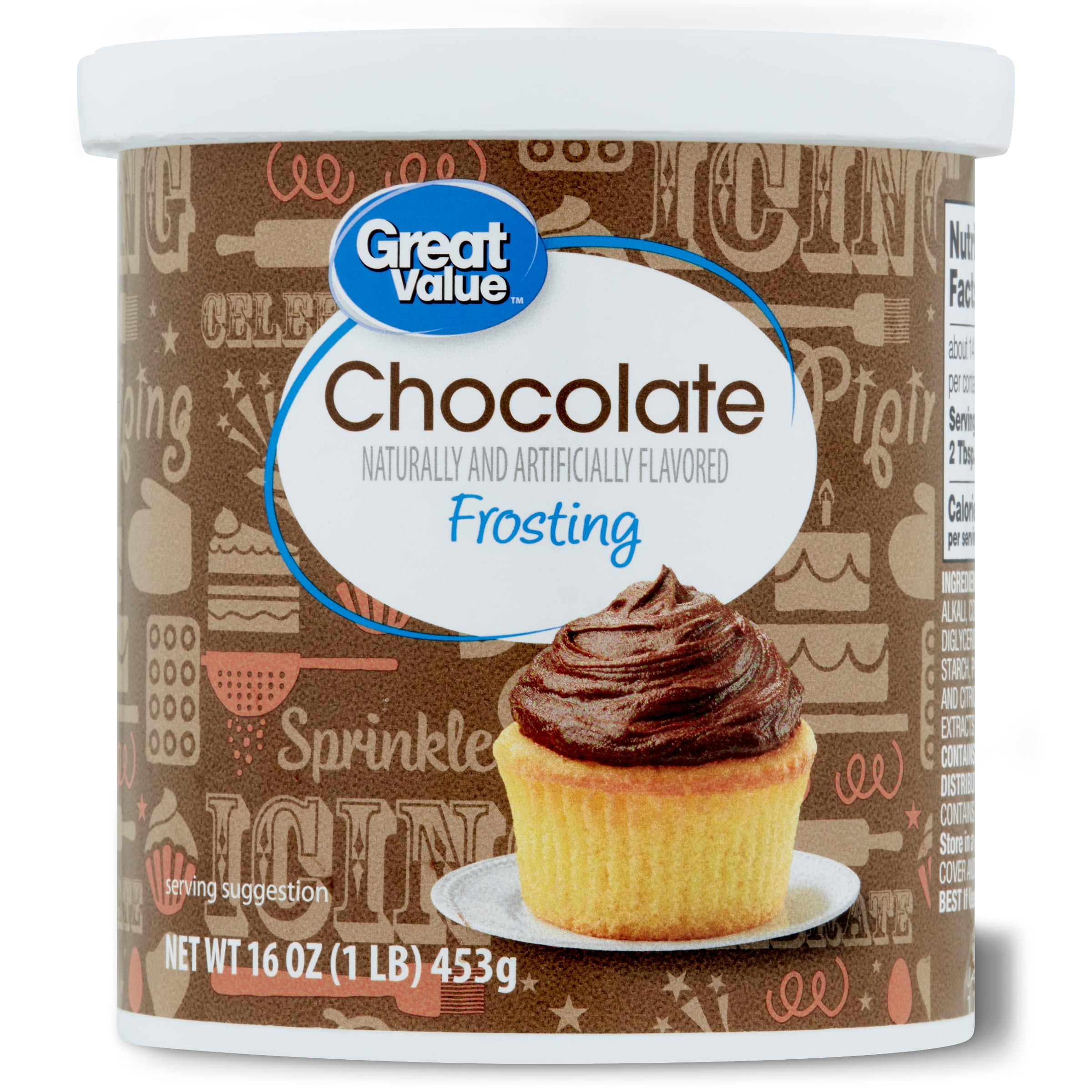 Great Value Chocolate Frosting, Brown, 16 oz Tub