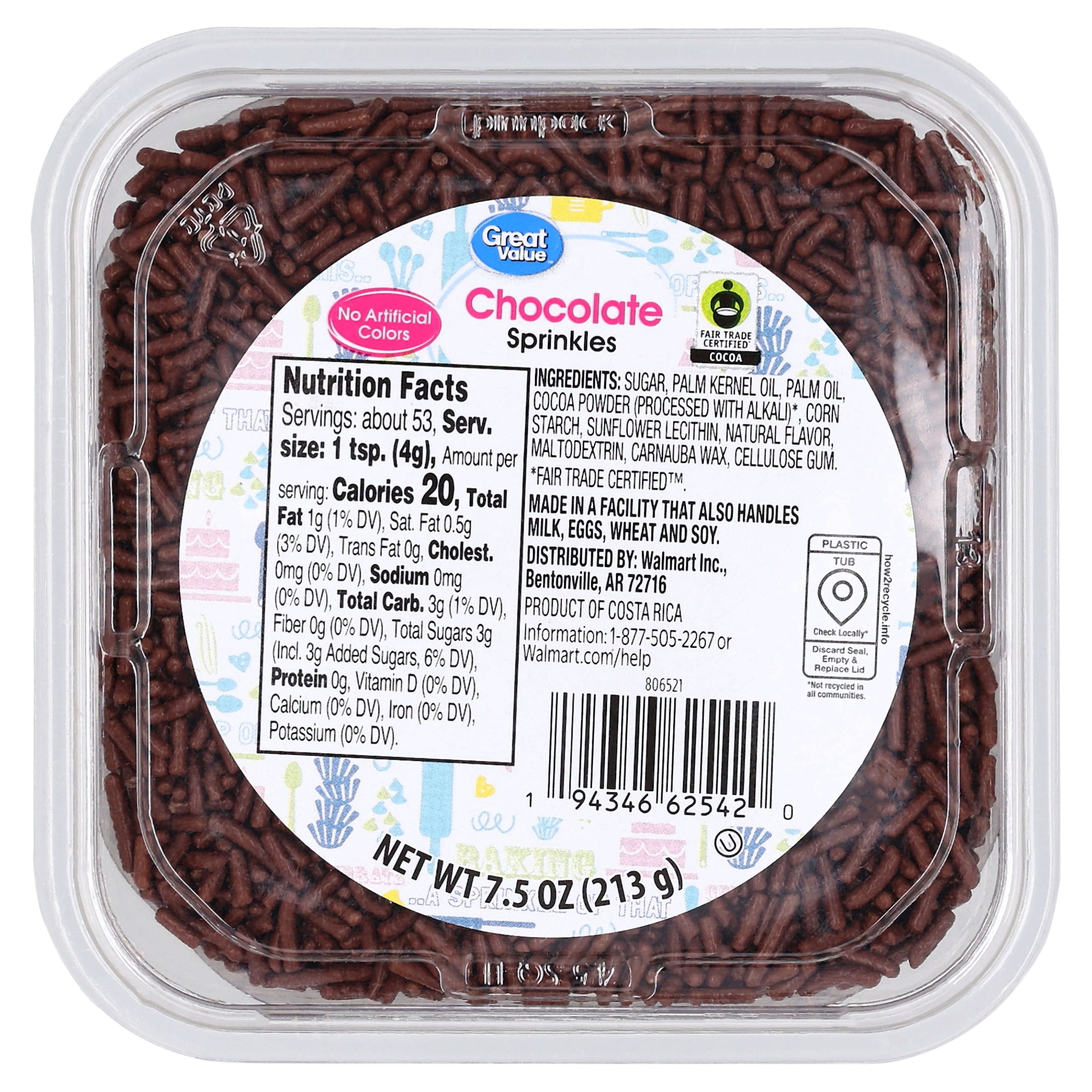 Great Value Chocolate Sprinkles, 7.5 oz