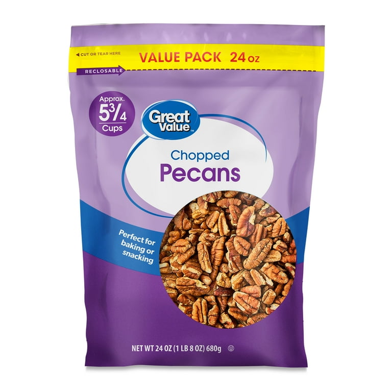 Great Value Chopped Pecans 24 oz, Ideal for baking, salads, and