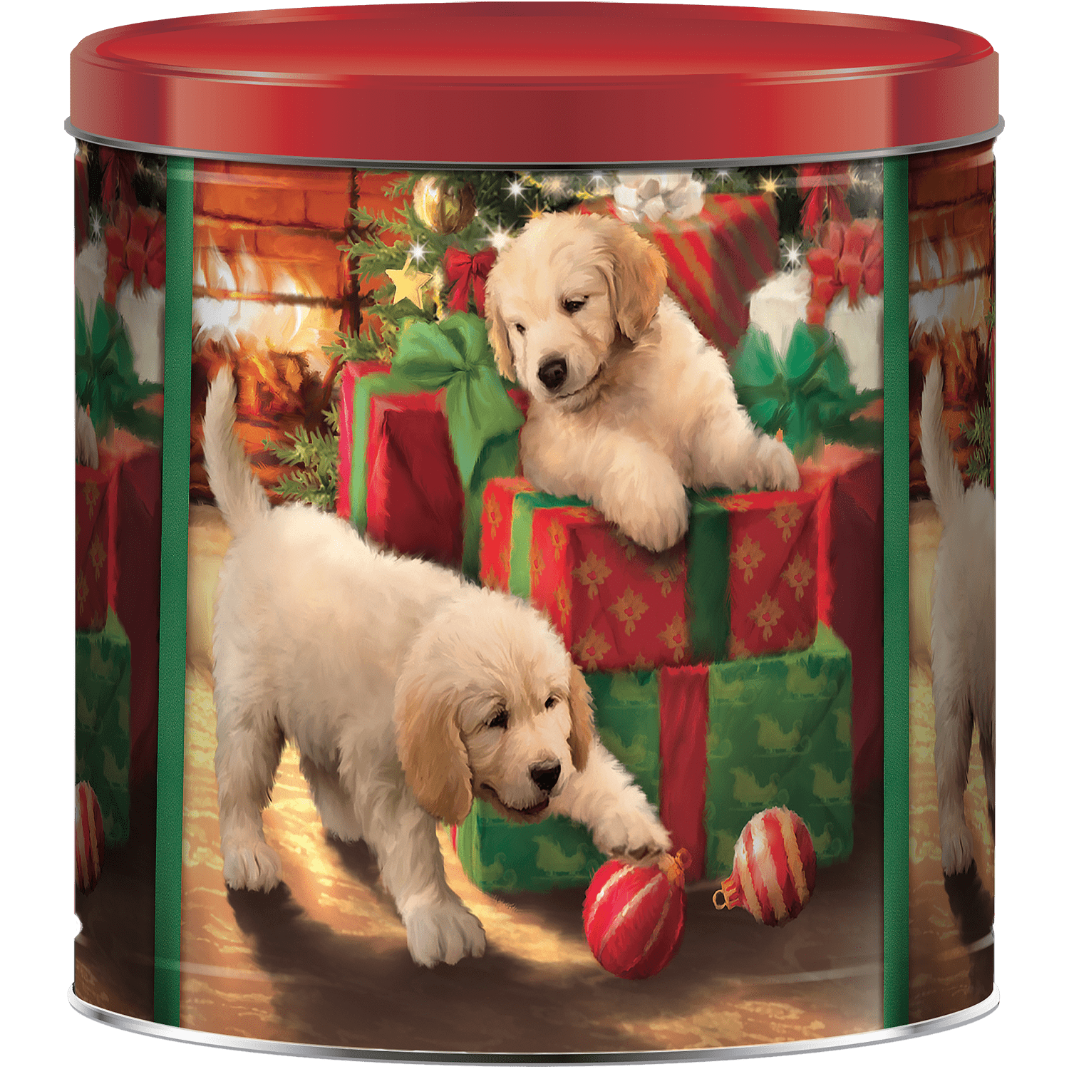Great Value Christmas Popcorn Tin, Playing Puppies, Assorted Popcorn, 21 oz.