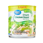 Great Value Chunk Chicken, 12.5 oz Can (2 Pack) Chunks; Fully cooked and made with chicken breast