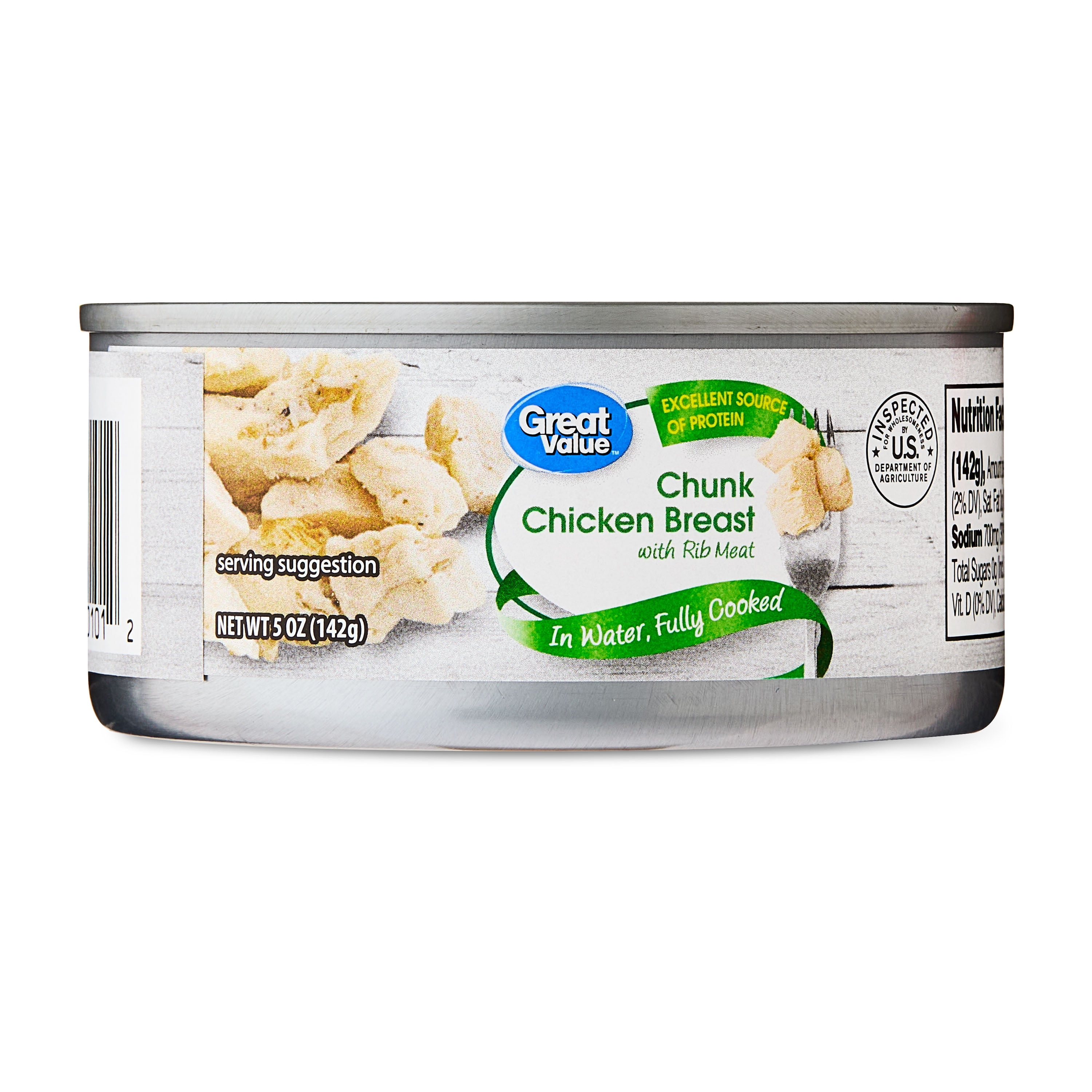 Great Value Chunk Chicken Breast with Rib Meat in Water, 5 oz Can