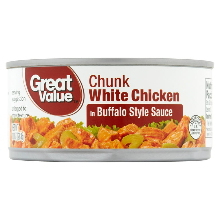 Great Value Chunk White Chicken, in Buffalo Style Sauce, 10 oz