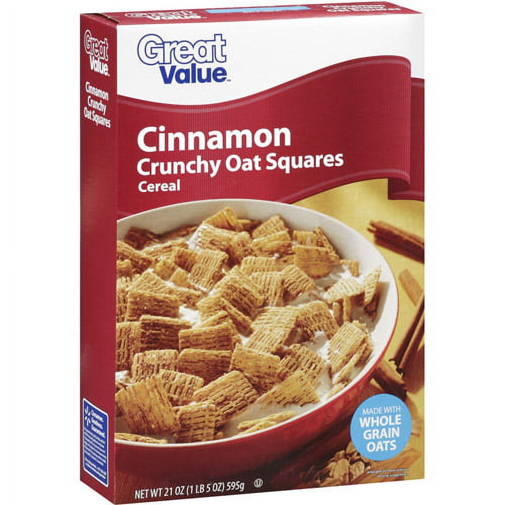 Great Value Cinnamon Crunchy Oat Squares Cereal, 21 oz