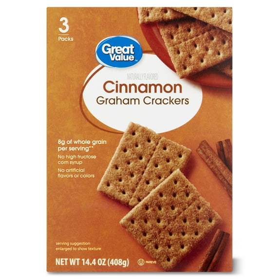 Great Value Cinnamon Graham Crackers, 14.4 oz, 3 Count