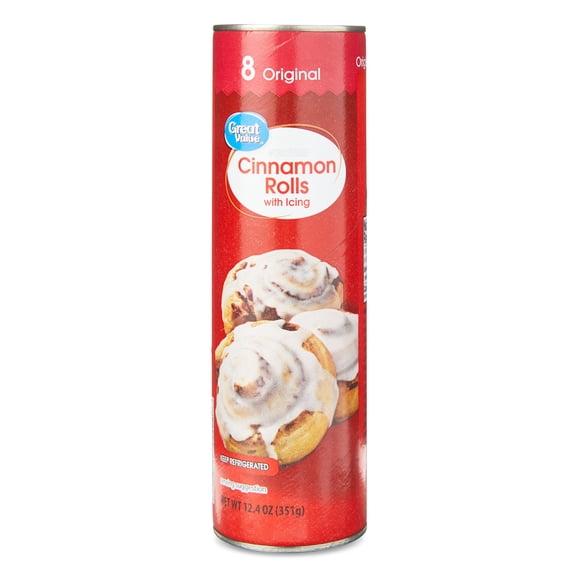 Great Value Cinnamon Roll Dough with Icing, 12.4 oz, 8 Count
