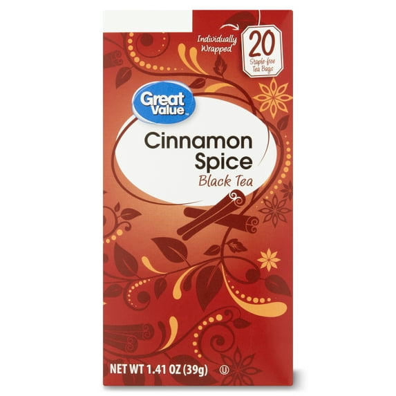 Great Value Cinnamon Spice Black Tea, 1.41 oz, 20 Ct