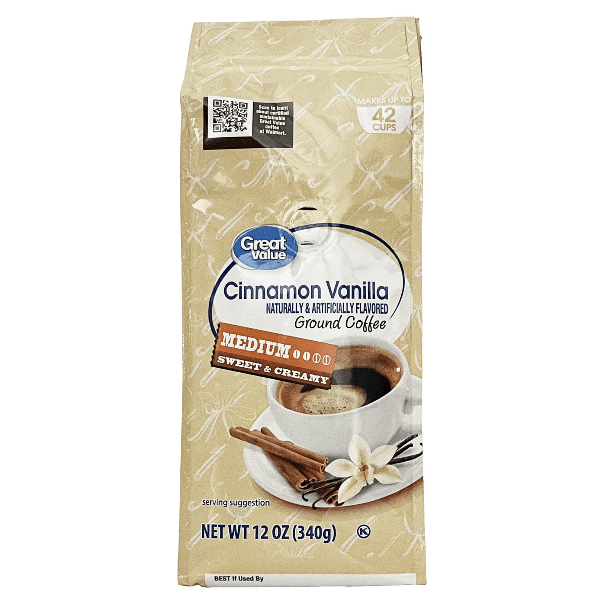 Great Value Cinnamon Vanilla Ground Coffee, 12 oz