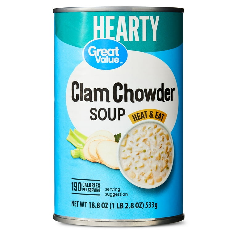 Great Value Clam Chowder Soup 18.8 oz Can with Clam Meat Potatoes