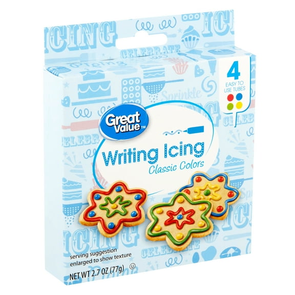 Great Value Classic Blue, Green, Red, Yellow Colors Writing Icing, 2.7 oz, 4 Count