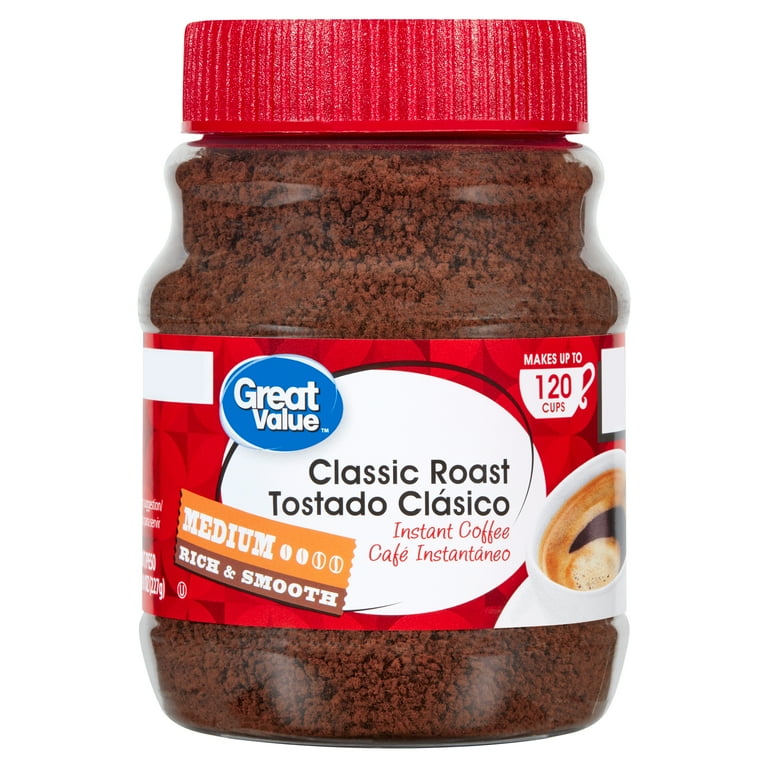 Great Value Instant Medium Roast Coffee 8 oz, Makes up to 120 Cups