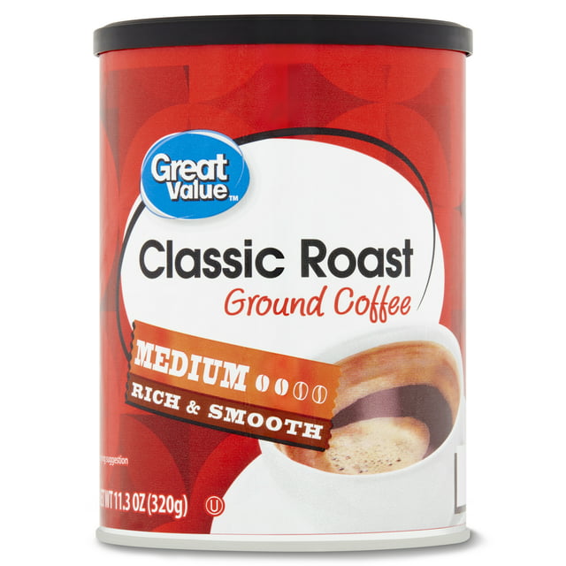 Great Value Classic Roast Medium Ground Coffee, 11.3 oz