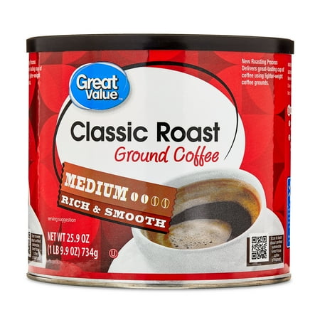 Great Value Classic Roast Ground Naturally Caffeinated Coffee, 25.9 oz Canister