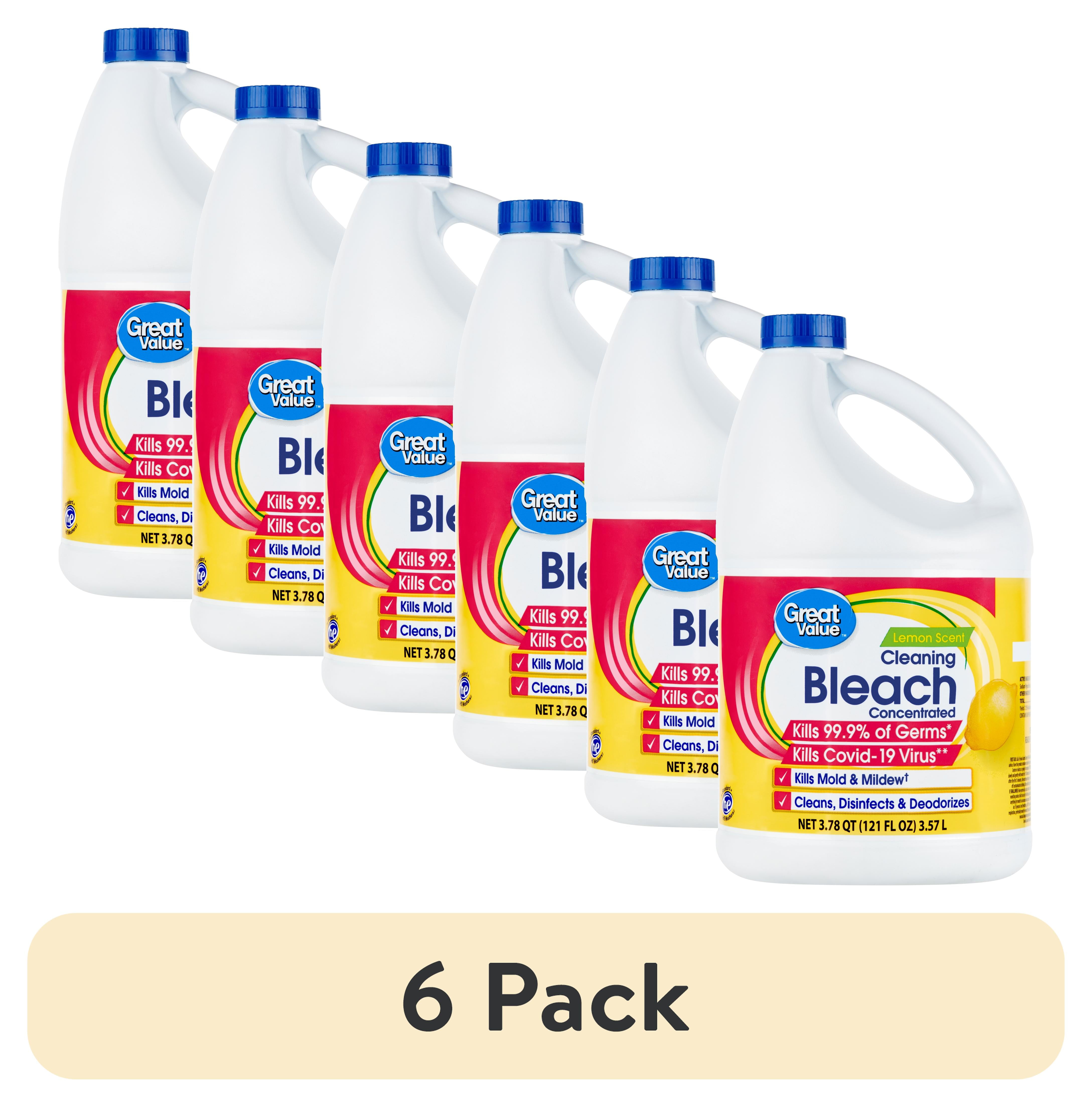(6 pack) Great Value Cleaning Bleach, Lemon, 121 oz