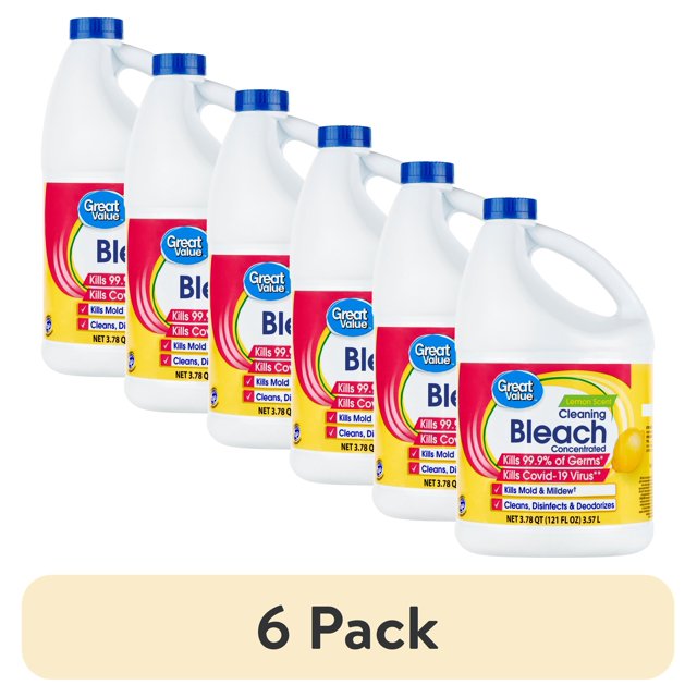 (6 pack) Great Value Cleaning Bleach, Lemon, 121 oz