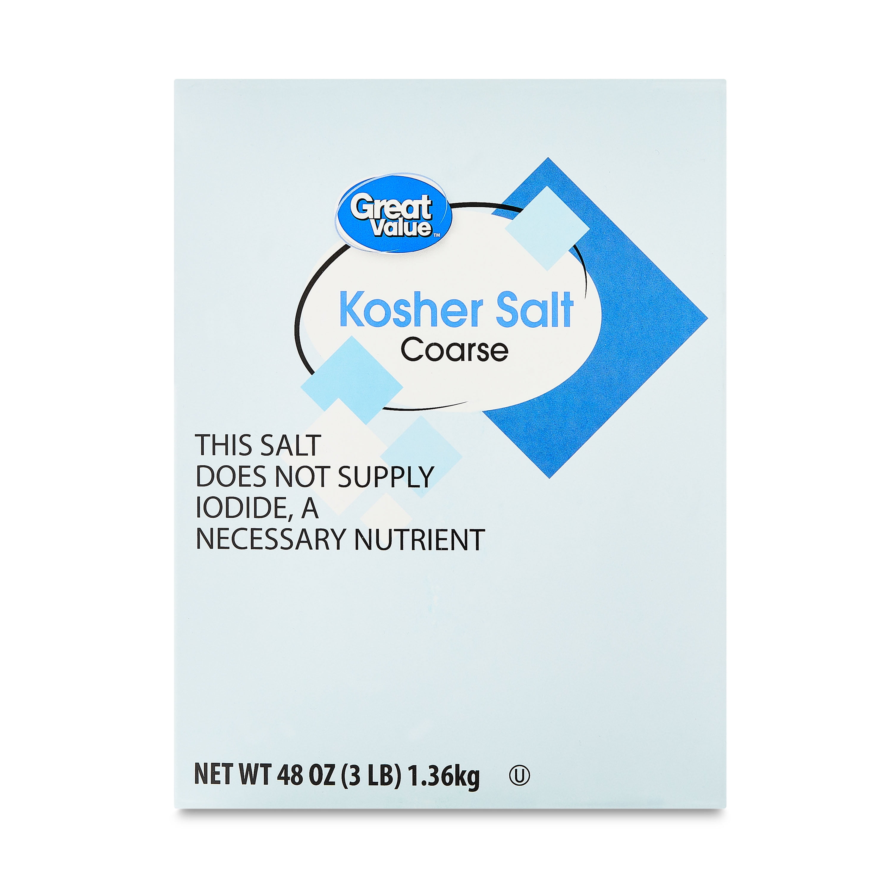 Great Value Coarse Kosher Salt, 48 oz